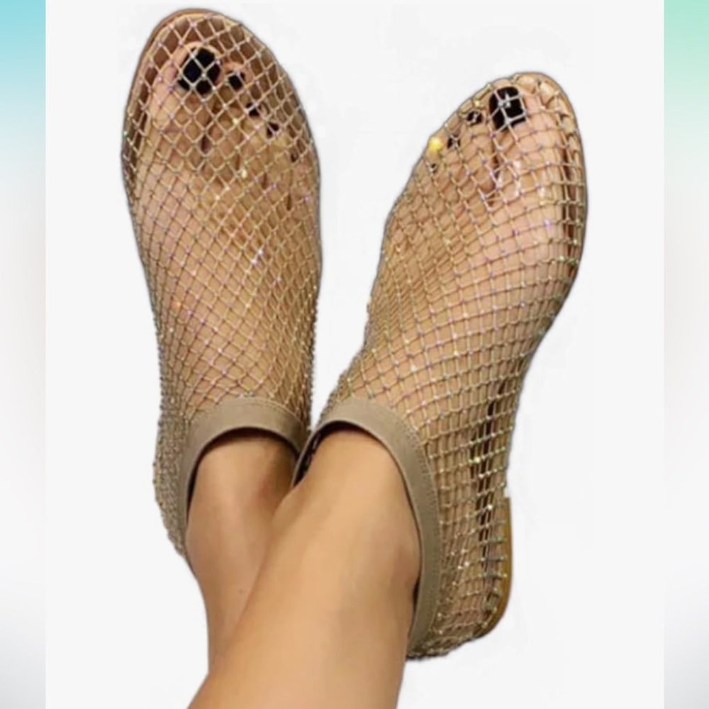 NWOT Mesh Gold Flats🩷